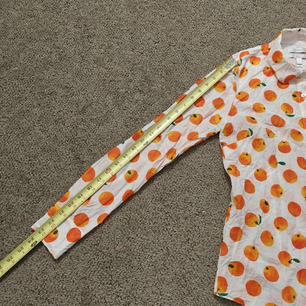 J.Crew Perfect Shirt Womens 4 Orange Fruit Print Cotton Silk Button Up 91819 - Picture 10 of 11